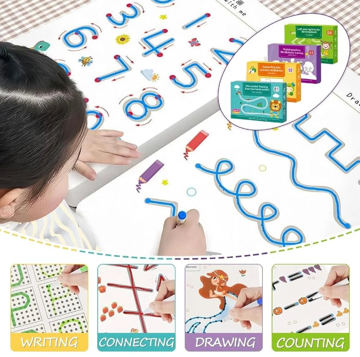 Special 64 Pages Reusable Tracing Line Book for Kids (Brain Games)