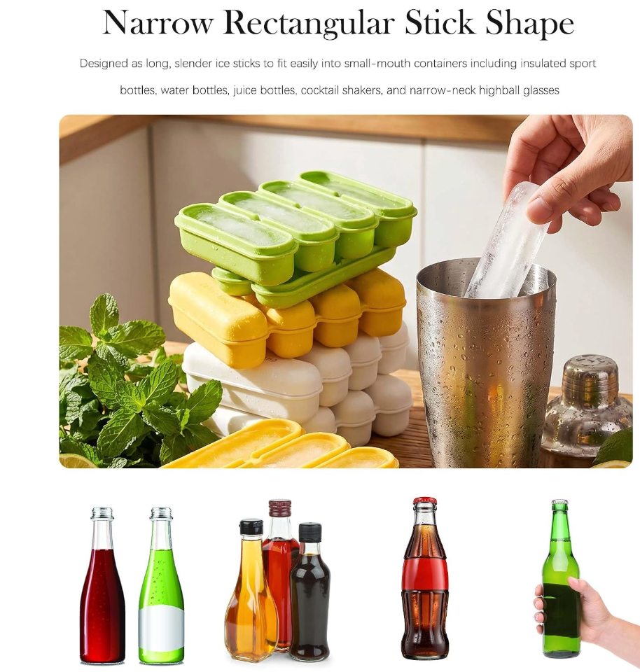 Silicone Ice Stick Tray – Easy Long Ice Sticks for Cold Drinks